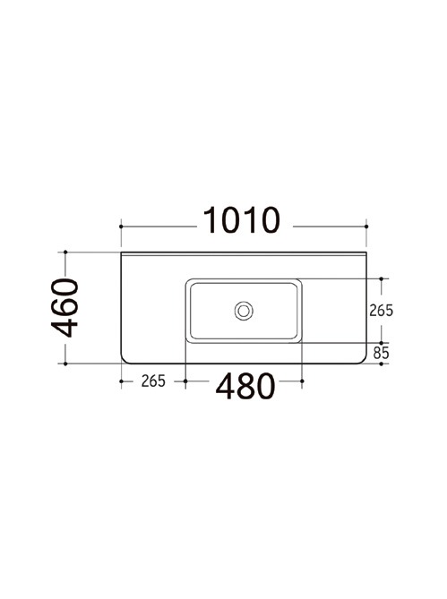 1010mm white ceramic built-in basin